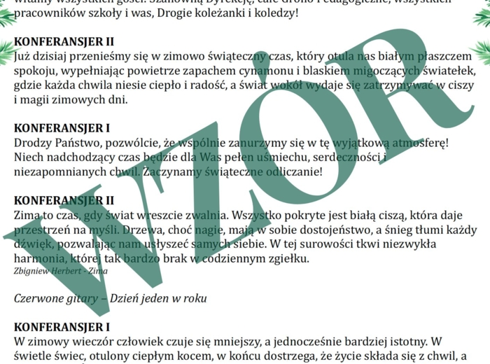 Scenariusz przedstawienia świątecznego - "Refleksja przy kolędzie"
