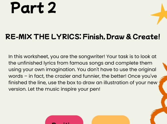 🎶✍️ Re-Mix the Lyrics – Finish, Draw & Create! | Part 2