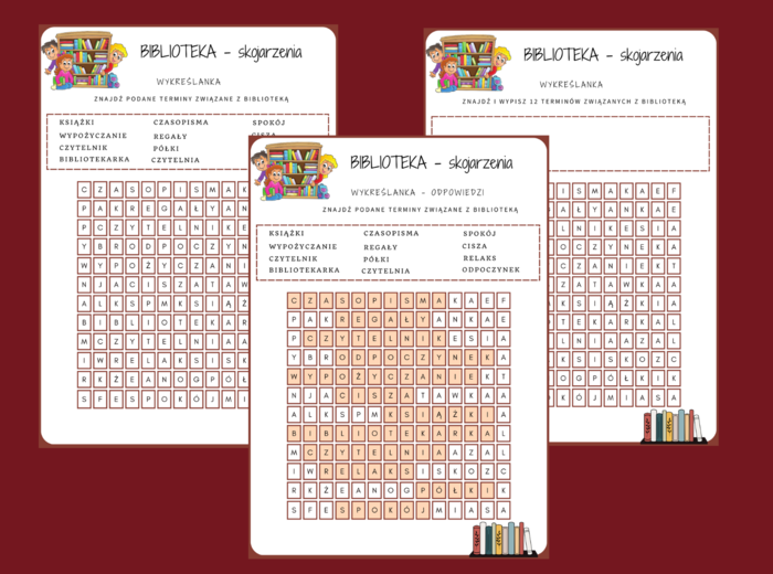 BIBLIOTEKA - wykreślanka