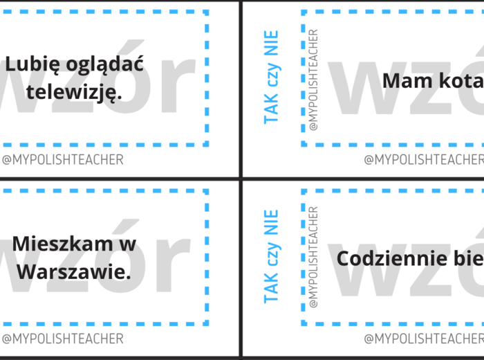 Tak czy nie? A1 + dodatek Tak czy nie A1/A2 - karty do języka polskiego jako obcego