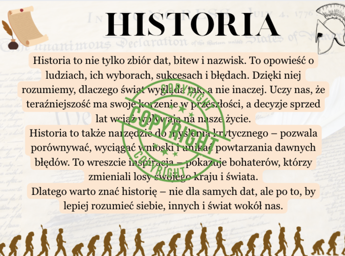 📜 Gazetka „Po co Ci historia?”Edukacyjna dekoracja do klasy/korytarza/ biblioteki| W zestawie duży plakat| Format A4 i mniejszy