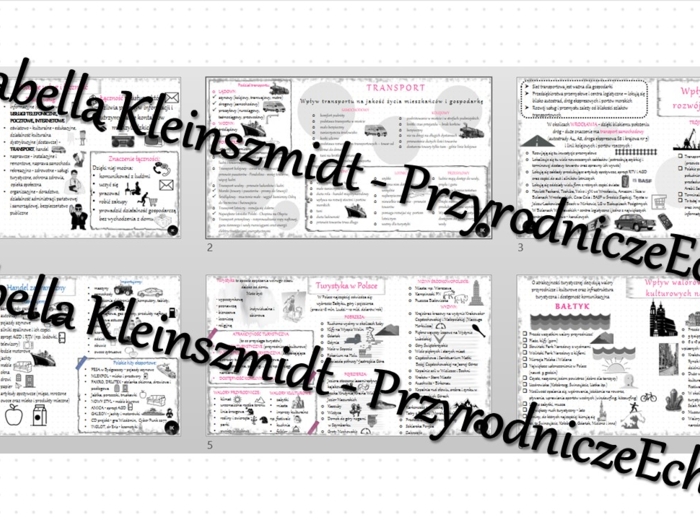 Zestaw sketchnotek – notatek do całego działu „Usługi w Polsce" wykonana w power point do edycji - wykonanych w power point do edycji. Geografia 7