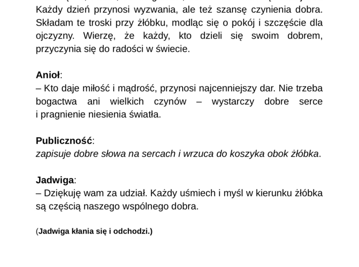 Scenariusz Jasełka - Polska przez wieki w drodze do Betlejem