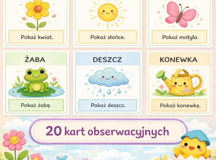 Wiosna tuż‑tuż! – Zestaw kart obserwacyjnych dla maluchów (2–3 lata)