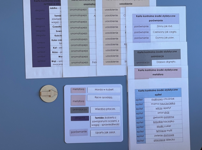 Środki stylistyczne - dopasowanie - tabela