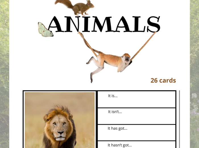 Simple Speaking Cards on Animals