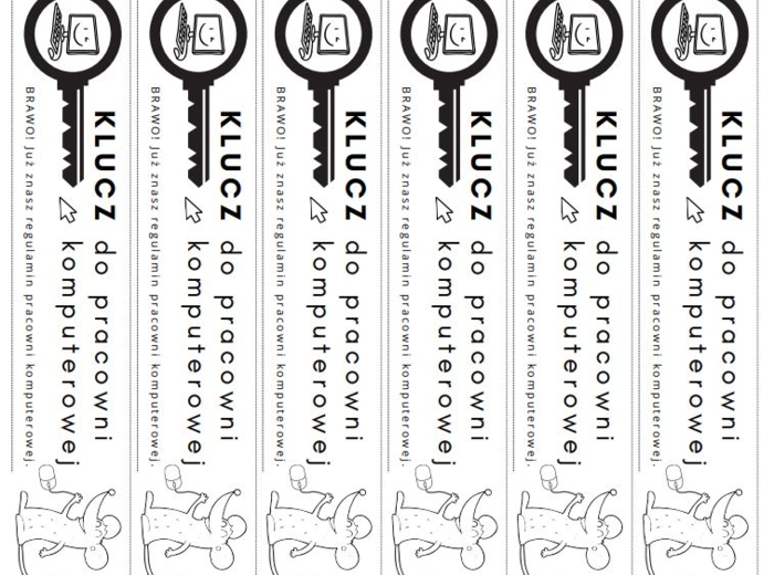 Klucz do pracowni komputerowej - informatyka klasa 1 - 10 wlepek na jednej stronie