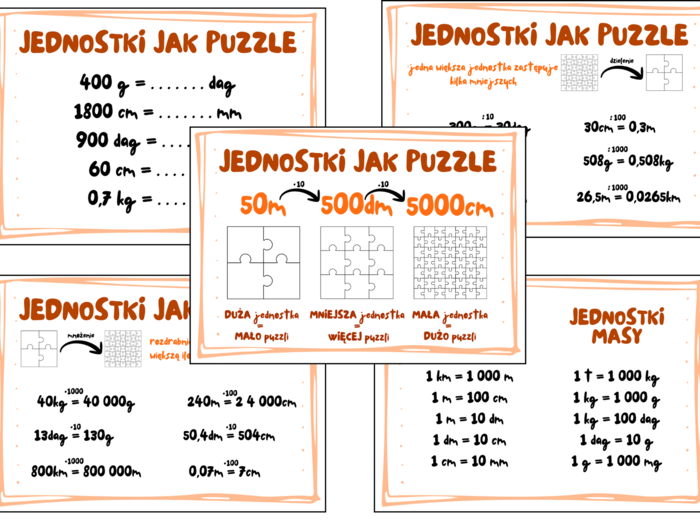 JEDNOSTKI DŁUGOŚCI I MASY - plansza, gazetka. Klasa 4. Klasa 5. Klasa 6. Klasa 7. Klasa 8