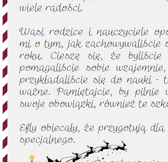 List św. Mikołaja do dzieci