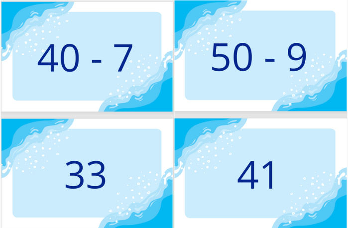 Fiszki z odejmowania do 100
