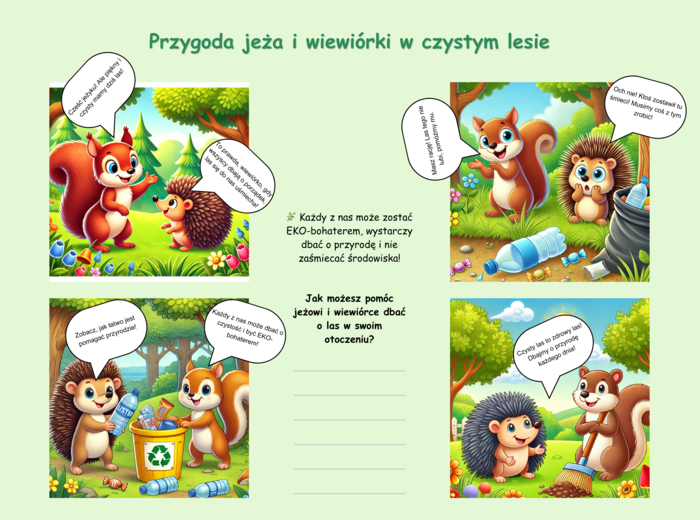 Czym jest ekologia? Zwierzęta leśne. Grzyby. Ciekawostki. Hotelik dla owadów. Naklejki. Mini-bajka.