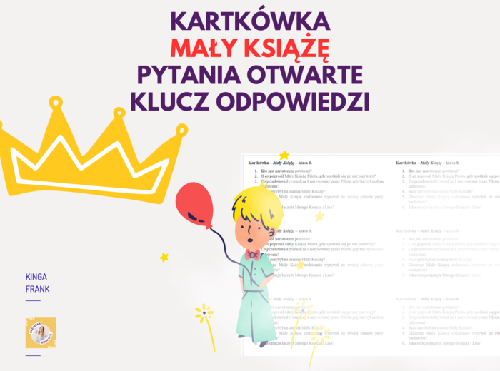 MAŁY KSIĄŻĘ - prosta, szybka kartkówka, pytania otwarte, klucz odpowiedzi, prosta punktacja