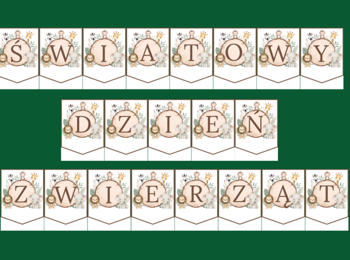 DZIEŃ ZWIERZĄT - girlanda – gazetka –biblioteka - wersja 1