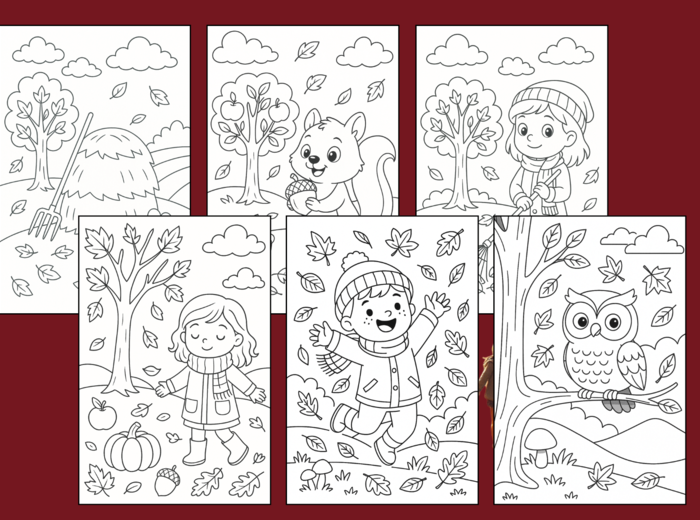 🍁Jesienne kolorowanki – zestaw 22 ilustracji do druku 🍂 - jesień