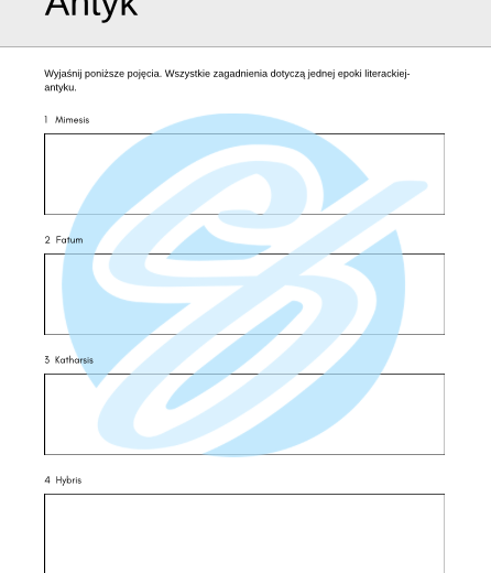 Antyk – Najważniejsze Zagadnienia – Karty Pracy dla Maturzystów