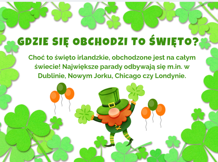 DZIEŃ ŚWIĘTEGO PATRYKA - gazetka szkolna 17 marca