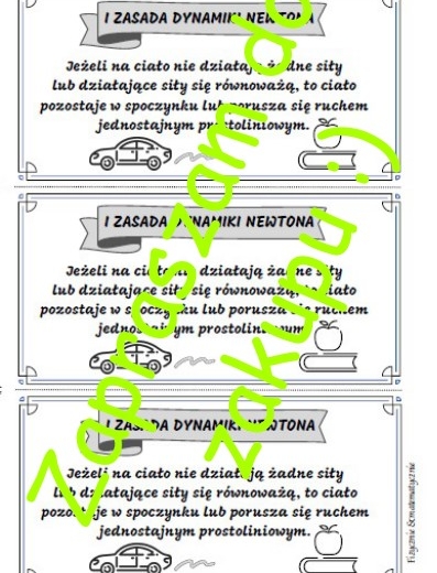 Pierwsza zasada dynamiki Newtona - wklejka do zeszytu