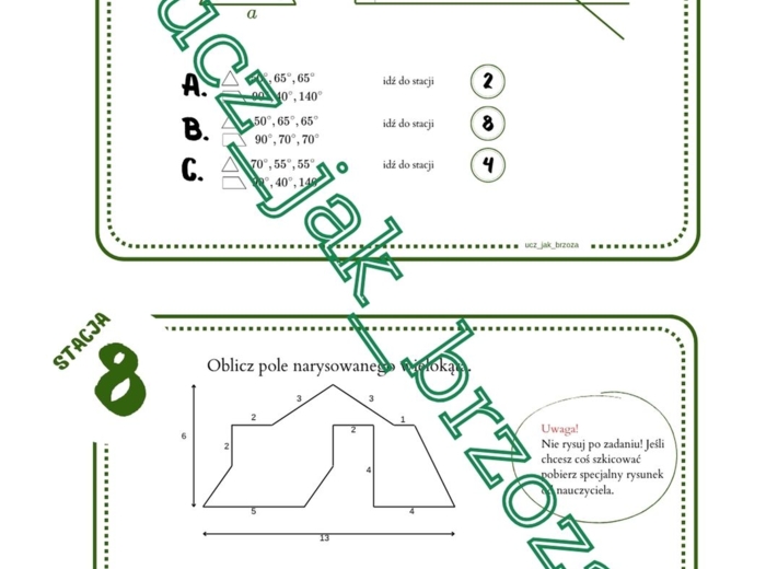 Powtórzenie wiadomości po klasie 6, klasa 7, stacje zadaniowe, praca w grupach
