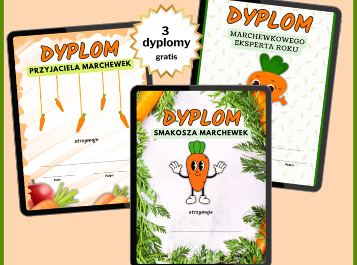 MARCHEWKOWA MOC - gazetka, dyplomy, karty pracy