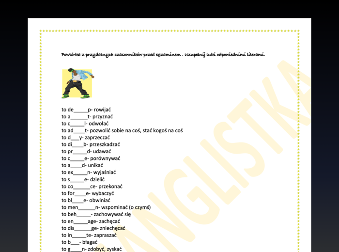Mega powtórka z przydatnych czasowników! PONAD 100 wyrazów z kluczem EGZAMIN ÓSMOKLASISTY I NIE TYLKO