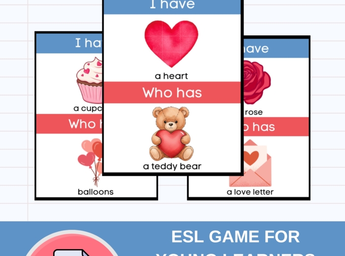 I HAVE... WHO HAS...? - VALENTINE'S DAY | Gra Ja mam, Kto ma w języku angielskim do ćwiczenia słownictwa (WALENTYNKI) ESL (A1)