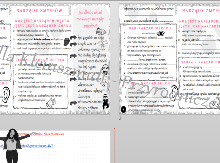 Minizestaw na temat „Narządy zmysłów” – sketchnotka + karta pracy w power point + gratisowy link do prezentacji multimedialnej niekomercyjnej wykonanej w genial.ly do indywidualnego pobrania i użycia do celów niekomercyjnych. Przyroda 4, dział IV „Odkryw