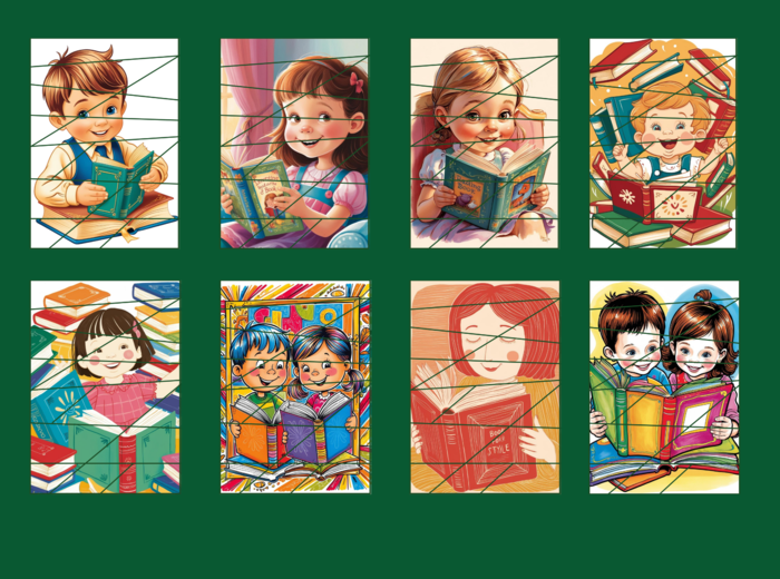 DZIEŃ KSIĄŻKI DLA DZIECI – puzzle – biblioteka – przedszkole – świetlica – 15 wersji