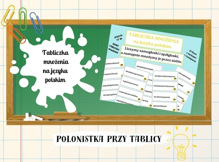 FONETYKA TABLICZKA MNOZENIA NA JEZYKU POLSKIM FISZKI z wyrazami