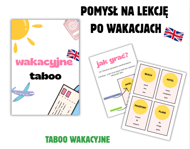 LEKCJA PO WAKACJACH, ANGIELSKI, WAKACYJNE TABOO, PO ANGIELSKU, ENGLISH
