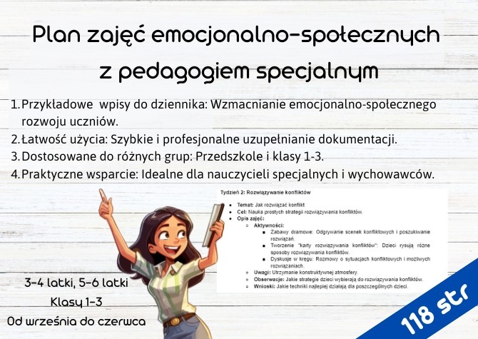 Plan zajęć emocjonalno-społecznych z pedagogiem specjalnym