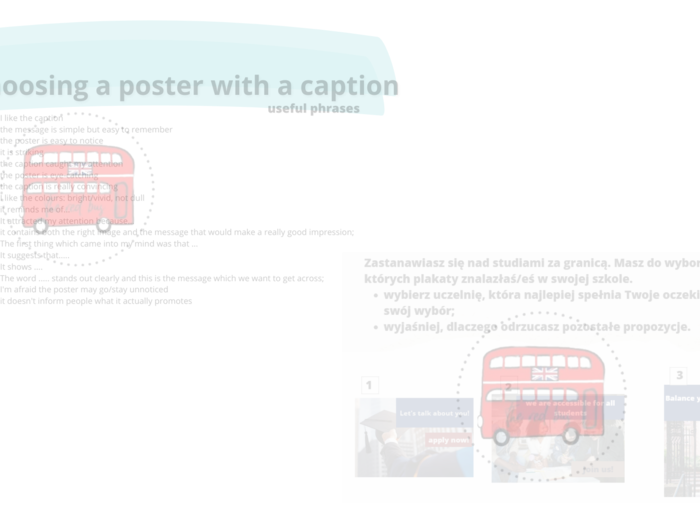 Matura ustna z angielskiego - wybór plakatu/ obrazka z napisem