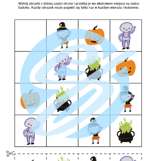 Halloweenowe Sudoku dla Młodszych Uczniów – Dwie Plansze Pełne Zabawy