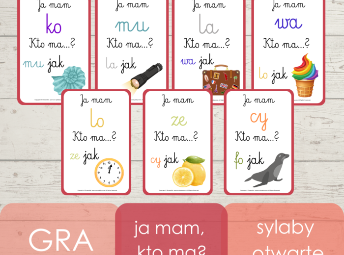 Ja mam, kto ma? - sylaby otwarte z obrazkami