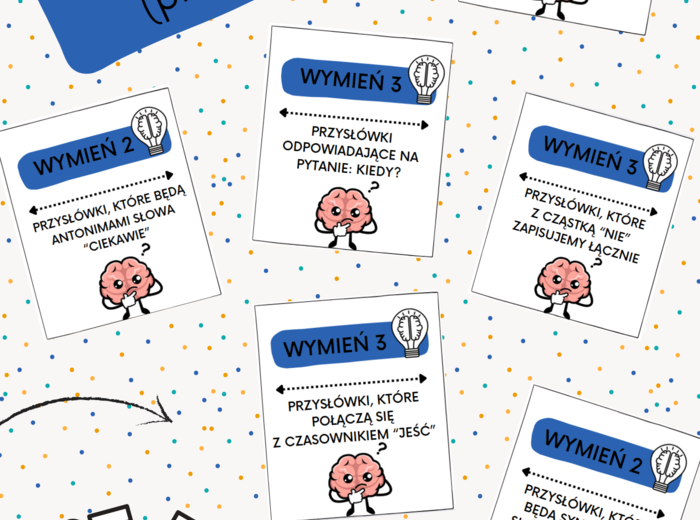 ZESTAW - gramatyczne 5 sekund (rzeczownik, czasownik, przymiotnik, liczebnik, przysłówek)