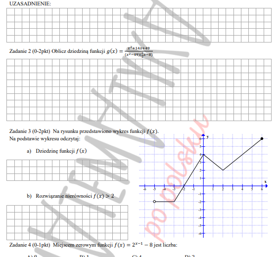 Karta pracy - funkcje - poziom podstawowy