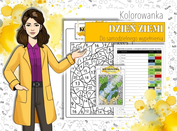 Klasa 4,5,6,7,8. Pusta kolorowanka do samodzielnego wypełnienia. Dzień Ziemi. Karta pracy. Zadanie.