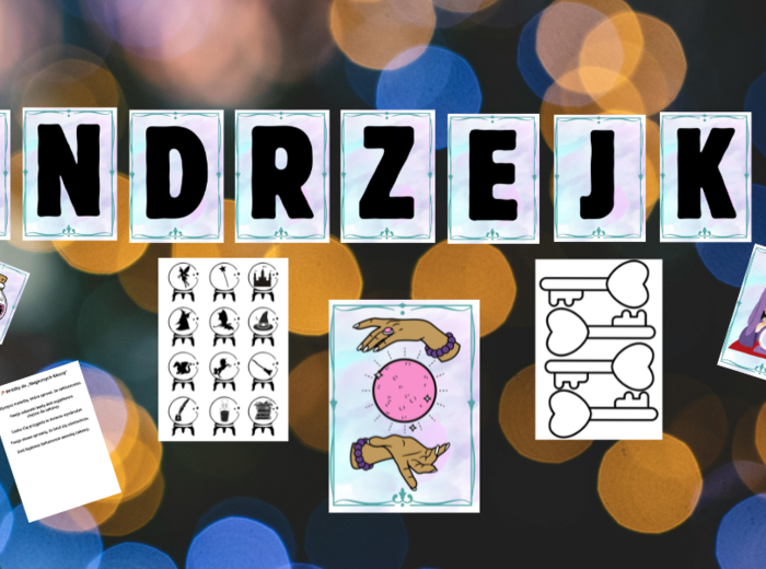 Andrzejki pakiet - stacje zadaniowe , eksperymenty, napis, gazetka