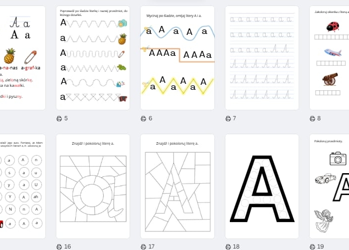 Litera A- zadania dla zerówki 6latka UTRWALACZ