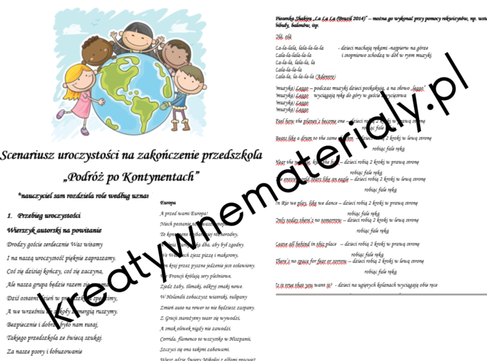 Scenarusz na Zakończenie Przedszkola "Podróż po Kontynentach"