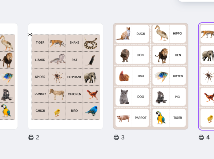 Animals memory game Super Minds 1 Starters