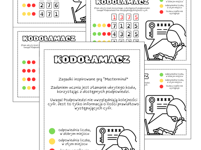 KODOŁAMACZ. Łamigłówki logiczne. Kodowanie. Koniec roku szkolnego.