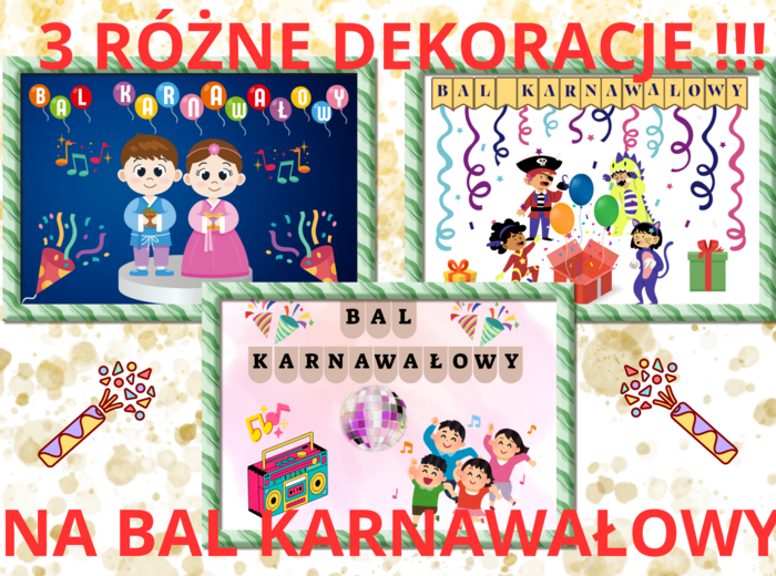 Bal Karnawałowy - 3 różne dekoracje, do druku