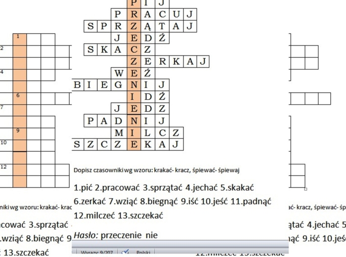 Logogryf dla klasy 3 szkoły podstawowej "Przeczenie nie"