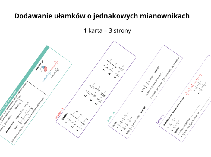 Dodawanie ułamków o jednakowych mianownikach – karta pracy, która naprawdę działa