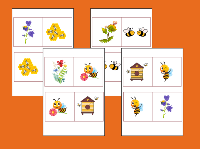 DZIEŃ PSZCZÓŁ - pszczoły – ekologia – wiosna – DOMINO PODŁOGOWE – 26 szt. – biblioteka – świetlica – przedszkole