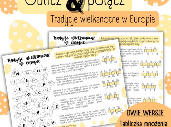 TRADYCJE WIELKANOCNE W EUROPIE – tabliczka mnożenia/ liczby całkowite / działania / mnożenie / dzielenie / dodawanie / odejmowanie – WIELKANOC