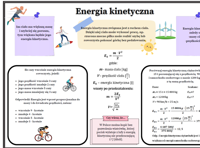Fizyka kl.7 (SP) Temat: Energia kinetyczna. (Graficzna karta pracy-2 egzemplarze)