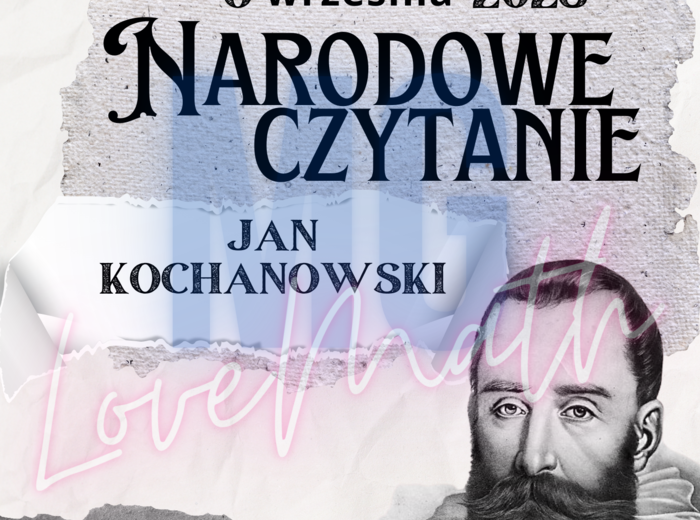 Narodowe czytanie 2025 - Jan Kochanowski - plakat, napisy, twórczość poety, dyplom, zakładki do książek