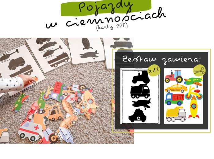 Pojazdy w ciemnościach. Karty z cieniami