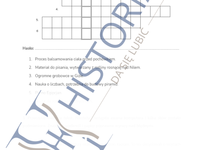 Karta pracy - Starożytny Egipt